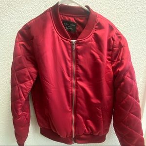 Great condition red bomber jacket with quilted sleeve detail